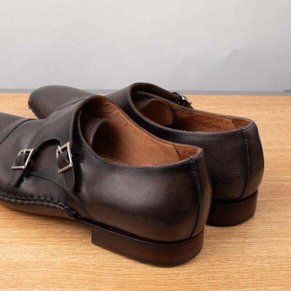 Belvedere Brown Double Monk Strap Buckle Men\'s 11 Leather Shoes Handmade Italy main image 14